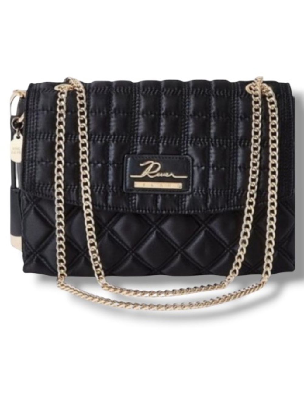 River Island Women’s High Fashion Quilted Chain Strap Satchel Handbag Purse